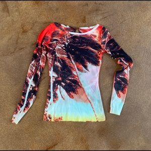 Mesh Multi-color Palmtree Top